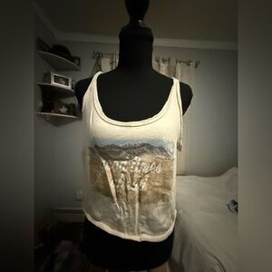 American Eagle Outfitters White Graphic Tank Top